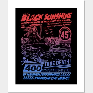 "BLACK SUNSHINE" RED BLUE HUE Posters and Art